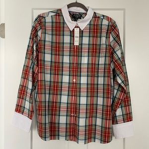 J. Crew Classic-fit cotton poplin shirt in Snowy Stewart tartan